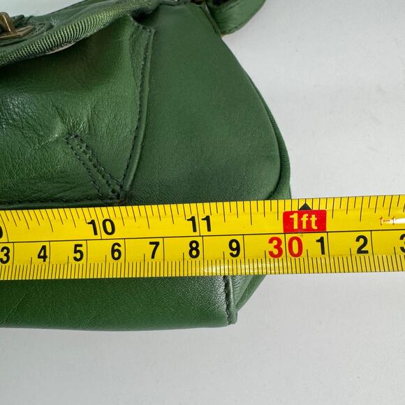 Vintage Tommy Hilfiger Y2K Green Leather Shoulder Bag Buckle Retro Satchel - Picture 7 of 10
